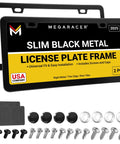 Slim Matte Black License Plate Frames 2 Pack, Rust Free Stainless Steel, Rattle Free Design, hardware included