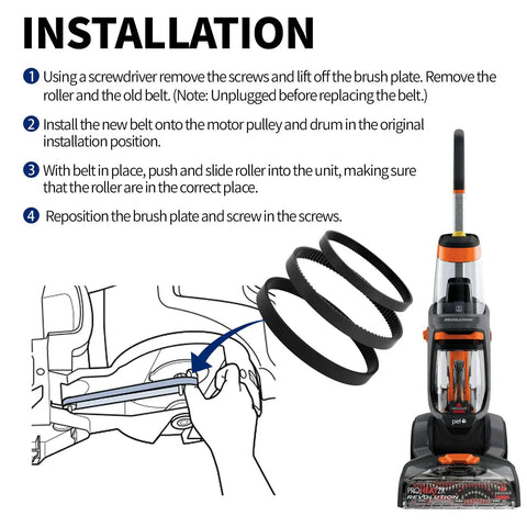 Replacement Carpet Cleaner Belt Kit For ProHeat 2X Revolution Pet And More 3 Pack Fits Thirty Plus Bissell Models installation guide
