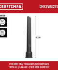 Dual-Fit Crevice Tool For Wet Dry Vacuums Reaches Tight Corners And Car Interior, fits 1-1/4 and 1-7/8 inch hoses