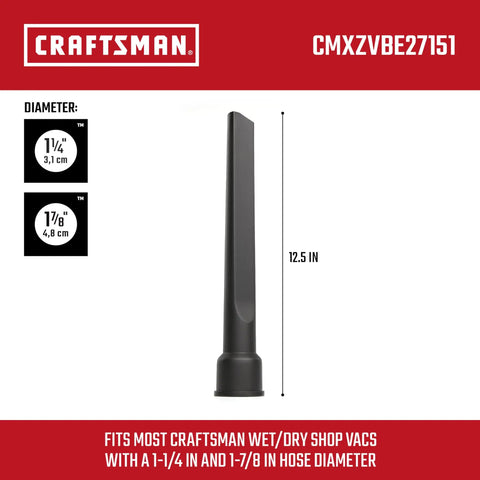 Dual-Fit Crevice Tool For Wet Dry Vacuums Reaches Tight Corners And Car Interior, fits 1-1/4 and 1-7/8 inch hoses