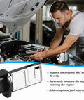 Top Shelf Mass Airflow Sensor Replaces Oem 22680 7S00 For Heavy Duty Trucks And Crossovers, mechanic testing airflow sensor in engine