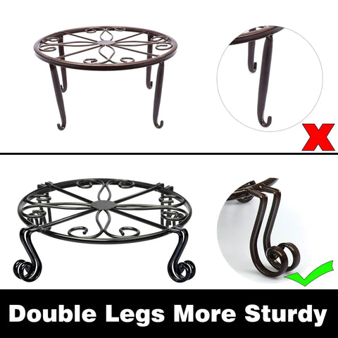 Heavy Duty Iron Plant Stand For Indoor And Outdoor Use Rustproof Metal Round Pot Holder Bronze Finish Plant Rack.