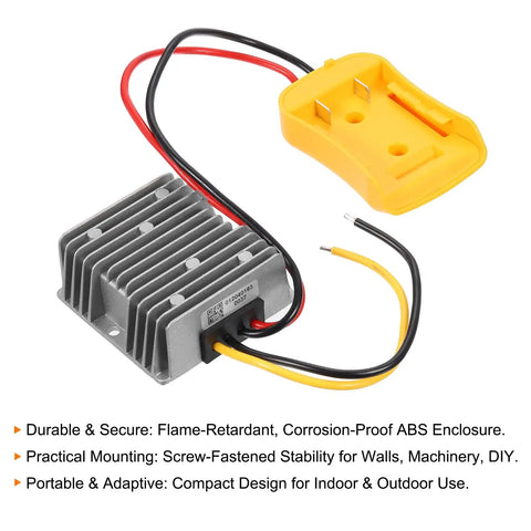 20V To 12V Step Down RC Battery Converter Kit For DIY Cars And Trucks, Includes 12AWG Wire, Wire Terminal, ABS Shell, Screws, 7-Piece Set In Yellow with wire connections