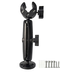 Heavy Duty Trolling Motor Stabilizer With Adjustable Shaft Clamp For Smooth Sailing And Serious Anti Vibration Grip On Rough Days featuring a black mount bracket with adjustable clamp.