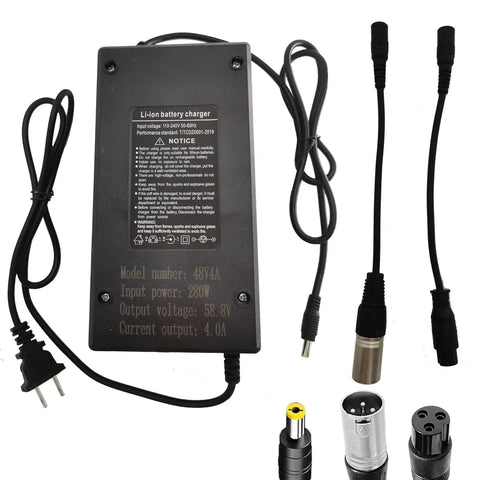 58.8V 4A 3 Plug Charger For 52V 14S Lithium Battery Packs With 3 Prong XLR Fast Charge Compatible With Phantom Explore Ghost Pro Yume Y10 VSETT 9 Not For 9 Plus Zero 8X 10 10X And More