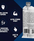High Temperature Aluminum Radiator Repair Epoxy Kit For Metal And Automotive Fixes, 2oz, front view with usage instructions