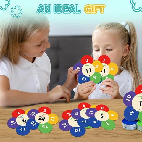 Two kids playing with Smart Math Card Game For Kids Ages 6 Plus That Turns Multiplication Division Addition And Subtraction Practice Into Real Fun