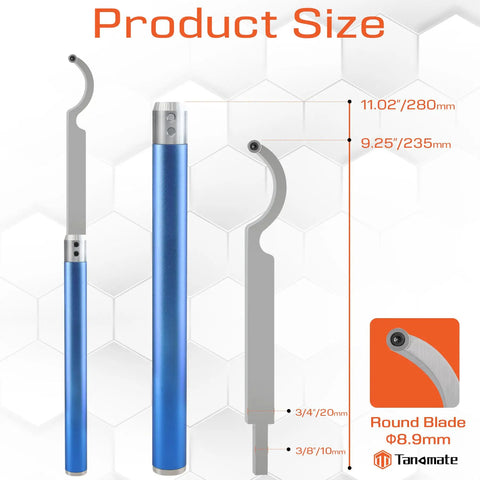 Pro Grade Swan Neck Hollowing Tool For Wood Lathe With Carbide Tipped Bit dimensions and round blade details