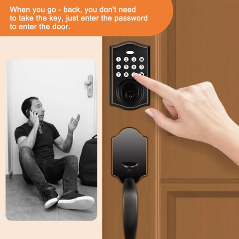 Illustration of Electronic Keypad Deadbolt Lock And Handle Set With Keyless Entry Backlit Keypad Auto Lock Easy Install