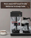 12-Cup Commercial Drip Coffee Maker With Three Lower Warmers And Glass Decanters, Stainless Steel Finish, easy office use.