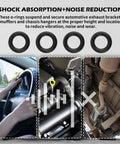 Universal Exhaust Hangers Rubber Muffler Mounts 4 Pack for Cars, Trucks and SUVs shown for shock absorption and noise reduction