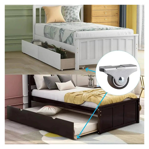 One Inch Fixed Caster Wheels Crafted From Heavy Duty TPR Rubber That Glides Smooth As Butter For Straight Line Drawer Glide And Absolute Zero Noise Under Bed Storage Setup Pack Of Four in use under beds.