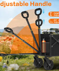 Foldable Utility Wagon Cart With Wheels, Heavy Duty Hauler Capable Of 360 Lbs shown with adjustable handle in a field