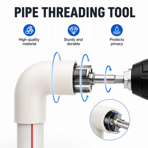 2-In-1 Pipe Threading Tool For PPR PVC Pipes Internal External Thread Cutter With Hex Shank Drill Adapter in action on plastic pipe