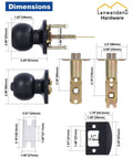 Dimensions of Matte Black Door Knobs With Lock And Keys For Interior Exterior Entry Doors ANSI Grade 3 Built To Last Tough As Nails.