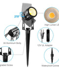 Features of 6 Pack Outdoor Landscape Lighting Kit With 1800 Lumens 12V Low Voltage Transformer IP65 Waterproof Uplights 69 Ft Cable