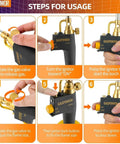 Steps to use Go-To Heavy Duty Propane Torch Kit With Trigger Start Igniter, showing ignition and flame adjustment process