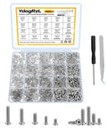 Heavy Duty 1000 Piece Phillips Pan Head Machine Screws Kit With Rust Proof Carbon Steel Fasteners organized in a clear storage case.