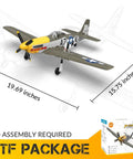 P51 Mustang RC Plane With Brushless Motor, 4 Channel Flight, XPilot Stabilizer, 500mm Wingspan; dimensions shown, RTF package