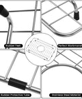 Heavy Duty Stainless Steel Kitchen Sink Grid With Centered Drain And Rounded Corners features rubber feet and protective tubes.