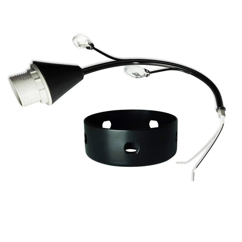 Black mounting hardware for Dope Semi Flush Mount Ceiling Light Fixture With Five Tulip Glass Globes, wiring visible
