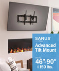Super Slick Extendable Tilt TV Wall Mount For 42 To 90 Inch Sets Supporting Up To 150 Pounds mounted with flat screen.