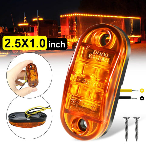 LED Trailer Lights Kit Front Rear Side Marker Clearance Indicators Set 20 Lamps Amber And Red Waterproof 2.5 Inch DC 12-24V