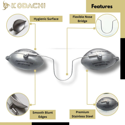 Top Tier Stainless Steel Safety Eyewear With A Snug Adjustable Elastic Head Strap Delivering Heavy Duty Occupational Eye Protection And Kickass Reusable Oval Lens Guarding For Everyday Job Sites showcasing features like flexible nose bridge and hygienic surface.