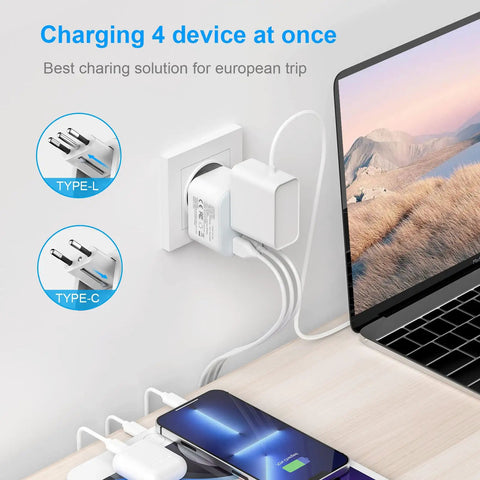 All In One Universal Travel Adapter With USB C And USB A Ports, Worldwide Compatibility For USA, Europe, UK, Australia And Over 150 Countries