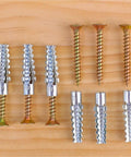 200 Piece Wall Anchor Screw Kit For Drywall, Metal Self Tapping Fasteners, Yellow Zinc Plated Carbon Steel, Rust Resistant Home Fixing, No Fuss No Prep Self Drilling Mounting, Heavy Duty Kit in wood paneling