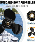 Suzuki 13 Spline 13.75 X 15 Right Hand 3 Blade Outboard Propeller Upgrade For DF60 DF70 DT75 DT85 DT90 DT100 DT115 DT140 Engines OEM 58100-94500-019