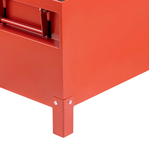 Heavy Duty Steel Jobsite Storage Box And Tool Chest Xxl Large 36 Inch Burgundy Truck Bed Rack Organizer With Four Inch Legs For Built Tough Worksite Performance And Quick Moves