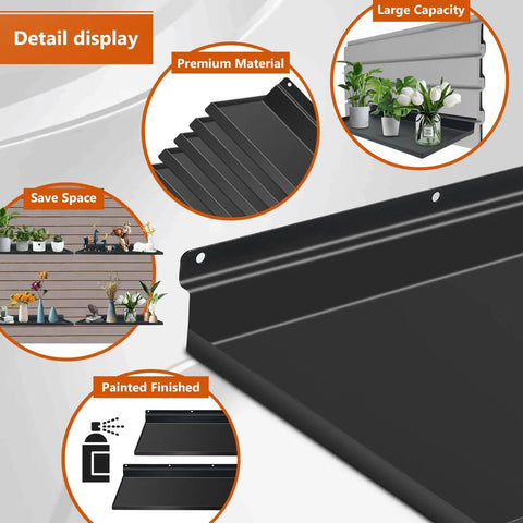 17x8 Inch Large Slatwall Shelves Set Of 2 Built To Last Heavy Duty Metal Slat Wall Display Shelves For Slat Wall Panels