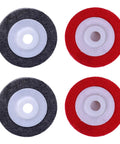 Heavy Duty 100Mm Nylon Fiber Polishing Wheel With Practical 4 Inch Abrasive Disc And 16mm Inner Bore, set of two red and two black polishing discs.