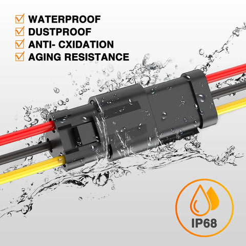 3 Pin DT Electrical Connector Kit 16AWG Waterproof Plug and Play With Heat Shrink Butt Terminals underwater with wires