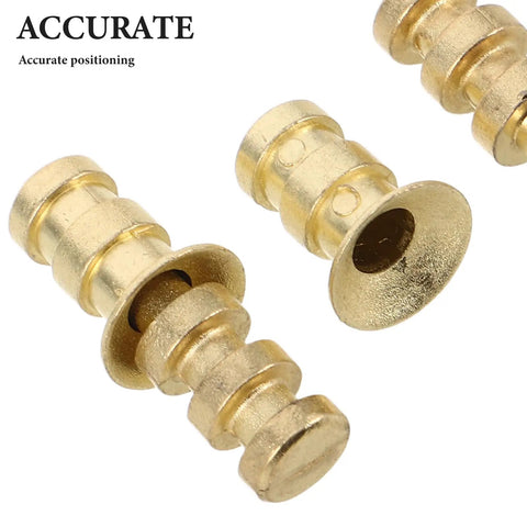 Gold-finish metal pins for Metal Table Pins And Dowels Set For Furniture Joints And Desk Assembly Alignment and upgrades.