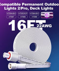 Heavy Duty 16 Ft Weatherproof Extension Cable Built For Permanent Outdoor Lighting Compatible With H705 And H706 Models, coiled with plugs.