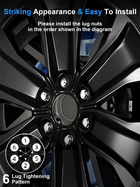 Diagram showing installation order for 24 Pcs M14x1.5 Lug Nut Set For Chevy Colorado Suburban Silverado Tahoe Express 1500 GMC Yukon Sierra 1500 Ford F150 Expedition Chrome One Piece Design Wheel Nuts