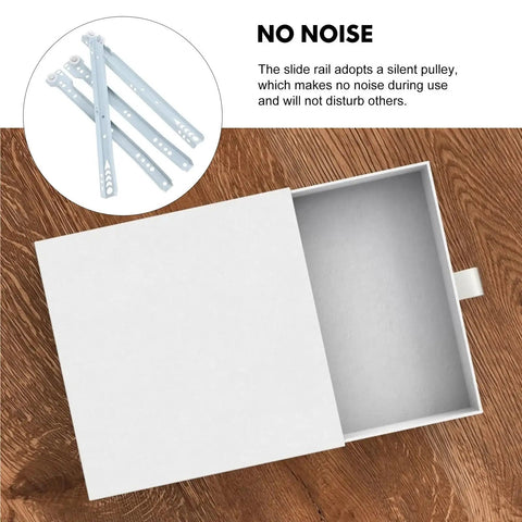 Heavy Duty Drawer Slides Kit Four Pack With Guides And Rollers for furniture installation shown with open drawer on wood surface.