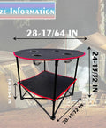 Two Tier Folding Camping Table With Carry Bag And Four Cup Holders, lightweight canvas table with double layer storage design.