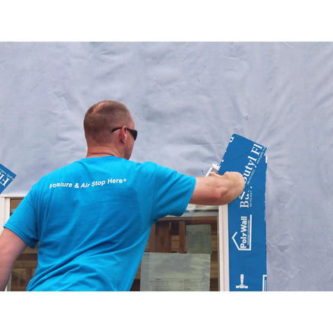 Man applying Beefy Butyl Window Flashing Tape 4 Inch By 100 Foot Waterproof Self Adhering Self Sealing Weatherproof Sealant For Windows