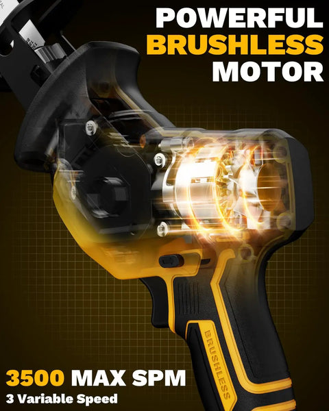 Cordless Reciprocating Saw Tool Only With A Beast Brushless Motor, 0-3500 SPM, powerful brushless motor highlighted