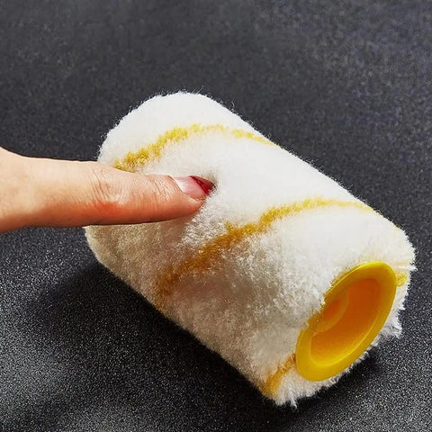 Heavy Duty Paint Edger Roller For Interior Walls Ceilings And Doors Cuts Crisp Lines Hassle Free showing sponge roller with yellow end.