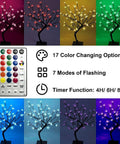 18 Inch Cherry Blossom Bonsai Tree With 48 RGB LED Lights Remote 16 Color Changing Modes Metal Base Night Light Vibe
