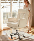 Heavy Duty Office Chair With Footrest And Flip Up Armrests Ergonomic Desk Chair shown in a bright room with 360° silent casters
