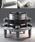 2 Pack Beefed Up Front And Rear Wheel Bearing And Hub Assembly For 2008 To 2019 Cadillac CTS 2010 To 2015 Chevy Camaro And 2018 To 2019 Impala 5 Lug With Encoder ABS Replacement Kit close-up view, showing detailed hub and bolt threads.