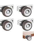 Mini Side Mount Casters Set 1.25 Inch Low Profile Fixed Non Swivel Rubber Wheels With Metal Plate for Furniture and Cabinets