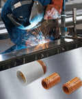Pro Grade Swirl Ring And Retaining Cap Plasma Cutting Consumables Kit in use by a welder, PMX 1000 1250 1650 RT60 RT80 80A system