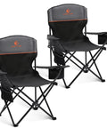 Heavy Duty Folding Chairs With Built In 4 Can Cooler Bag And Cup Holders, 250 Lbs Capacity, 2 Pack For Tailgating Beach Fishing