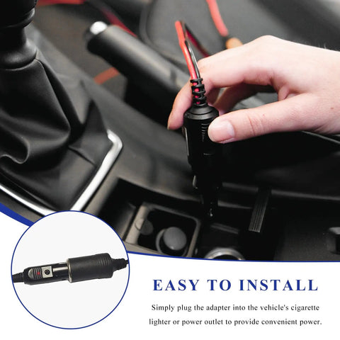 Person installing Heavy Duty Fused Cigarette Lighter Male Plug With Embedded 15A Safety Fuse And Crisp Led Glow in vehicle.